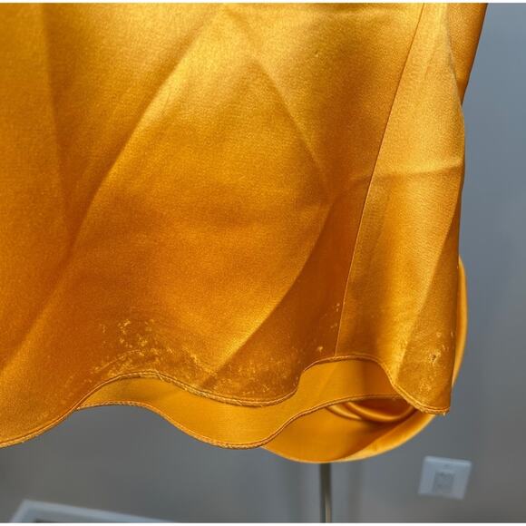 The Sei Asymmetric One Shoulder Drape Orange Mango Silk Maxi Dress Size 0 - Picture 6 of 11